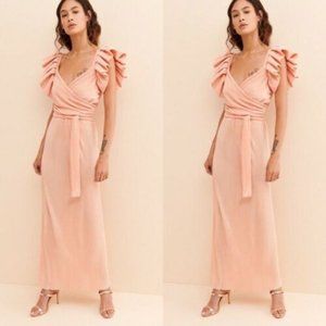 Anthropologie Tach Feria Peach Maxi Wrap Style Dress Size Small NEW